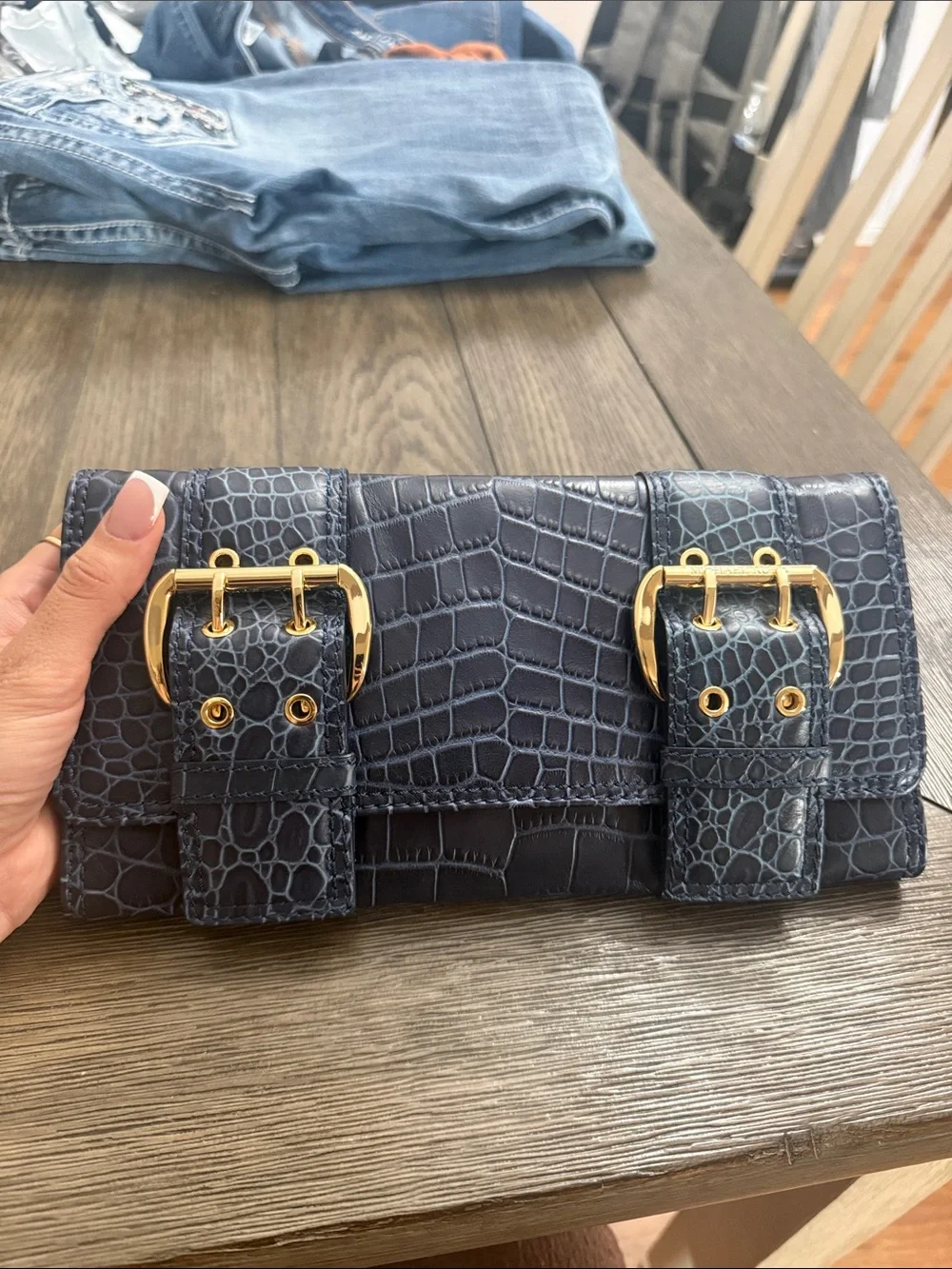 Brand new navy blue Michael Kors leather hand bag